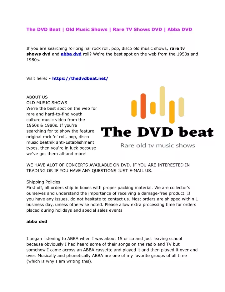 the dvd beat old music shows rare tv shows