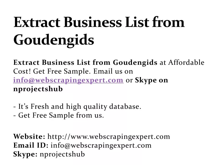 extract business list from goudengids