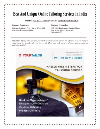 phone 91 89717 48984 email connect@yourtailor