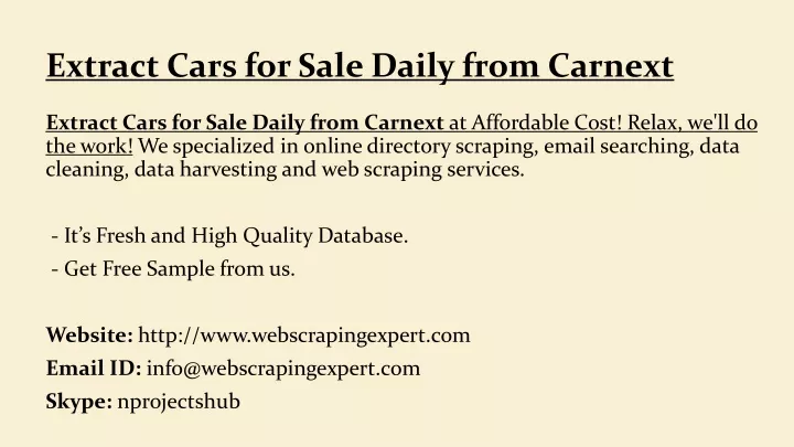 extract cars for sale daily from carnext