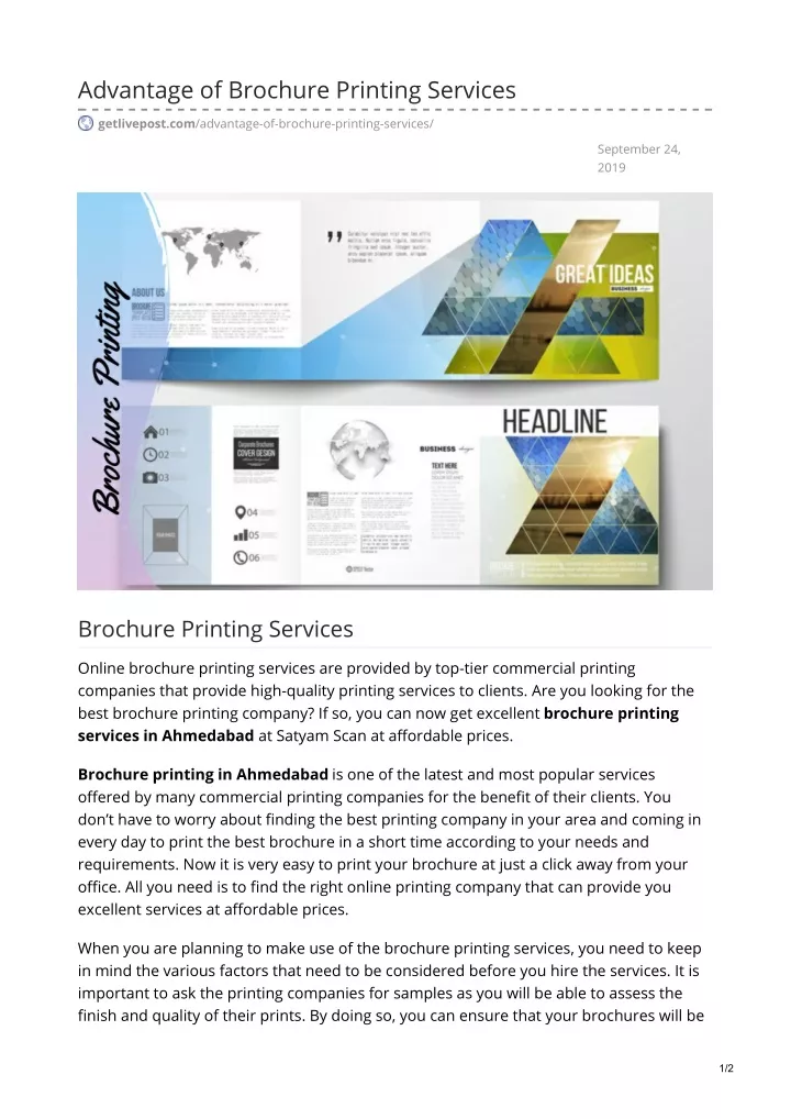 advantage of brochure printing services