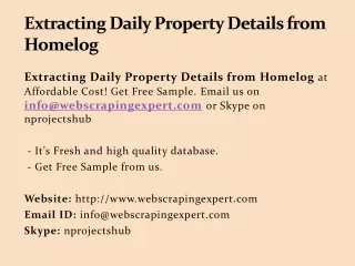 extracting daily property details from homelog