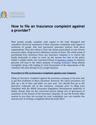 how to file an insurance complaint against