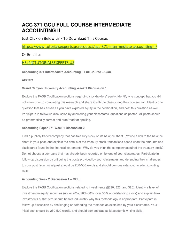 acc 371 gcu full course intermediate accounting ii