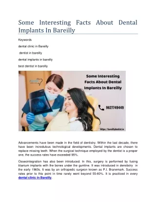 Some Intersting Fact About Dental Impplant in Bareilly