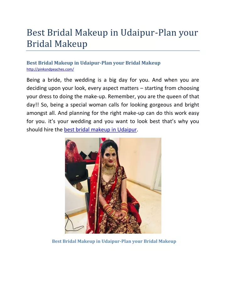 best bridal makeup in udaipur plan your bridal