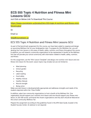 ECS 555 Topic 4 Nutrition and Fitness Mini Lessons GCU