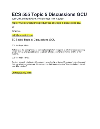 ECS 555 Topic 5 Discussions GCU