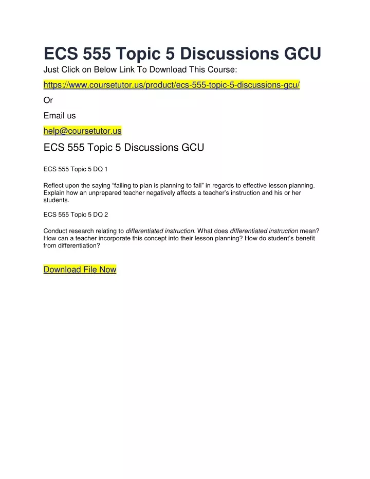 ecs 555 topic 5 discussions gcu just click