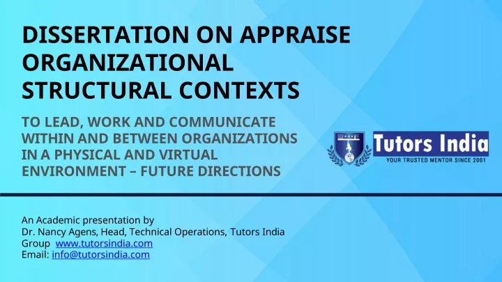dissertation on appraise organizational structural contexts