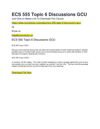 ECS 555 Topic 6 Discussions GCU