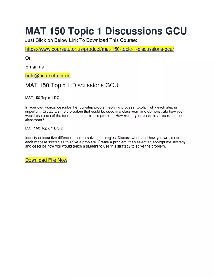 mat 150 topic 1 discussions gcu just click