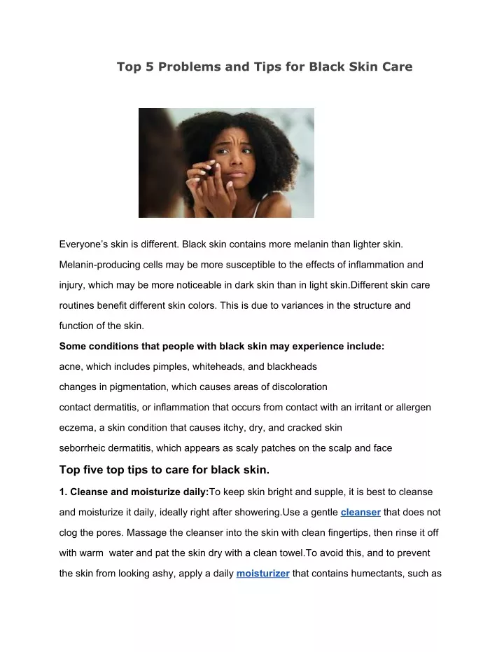 top 5 problems and tips for black skin care