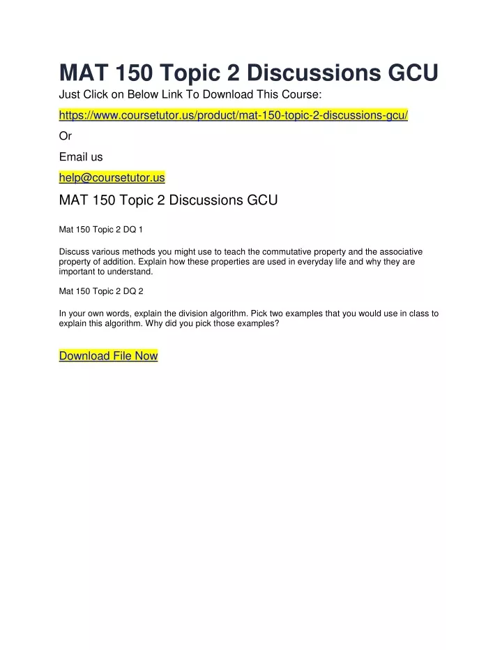 mat 150 topic 2 discussions gcu just click