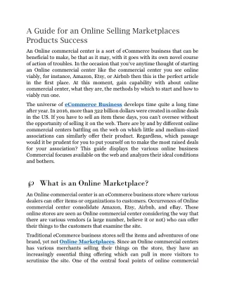 A Guide for an Online Selling Marketplaces Products Success