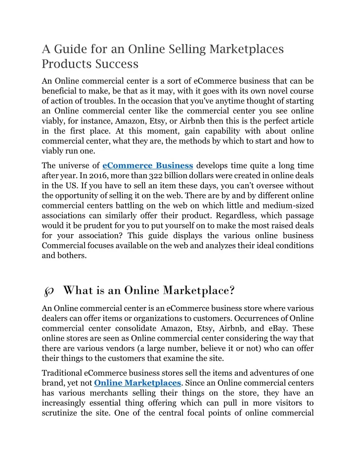 a guide for an online selling marketplaces