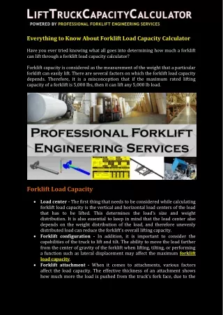 Everything to Know About Forklift Load Capacity Calculator