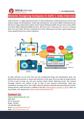 website designing company in delhi india internets