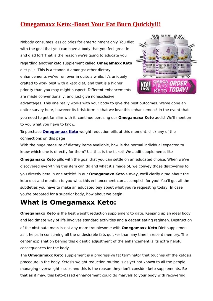 omegamaxx keto boost your fat burn quickly