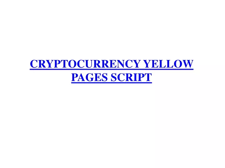 cryptocurrency yellow pages script