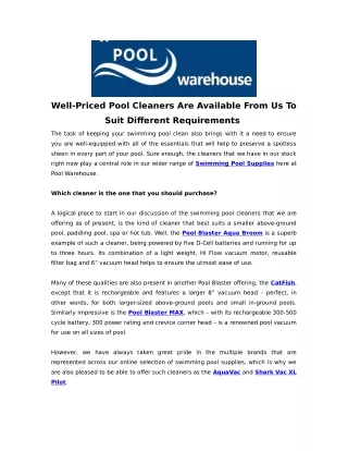 well priced pool cleaners are available from us to