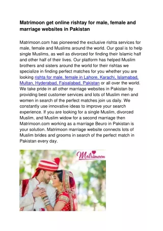 matrimoon get online rishtay for male female