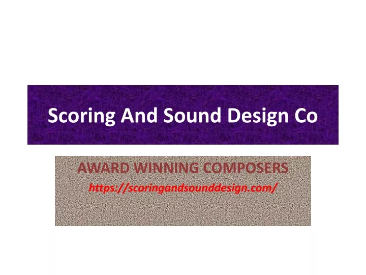 scoring and sound design co