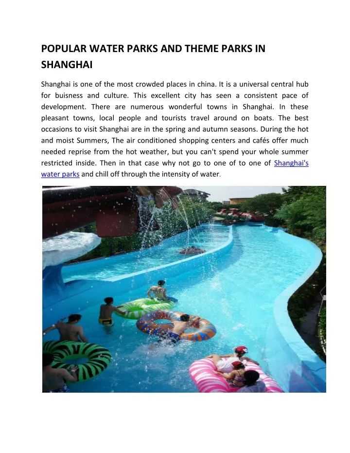 popular water parks and theme parks in shanghai