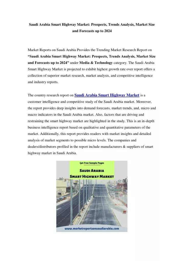 saudi arabia smart highway market prospects