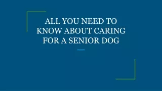 ALL YOU NEED TO KNOW ABOUT CARING FOR A SENIOR DOG