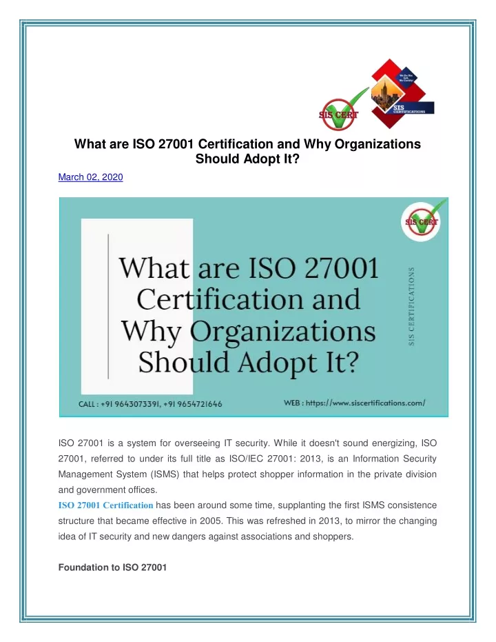 what are iso 27001 certification