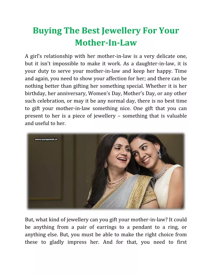 buying the best jewellery for your mother in law