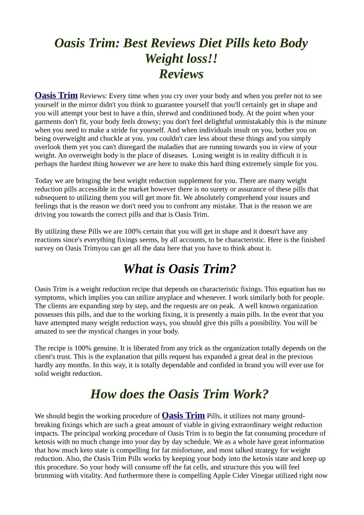 oasis trim best reviews diet pills keto body