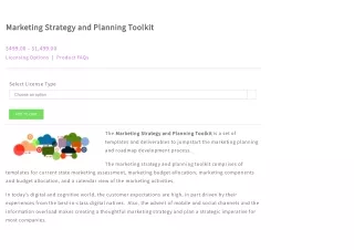 Marketing Strategy and Planning Toolkit