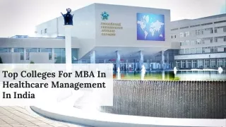 Top Colleges For MBA In Healthcare Management In India