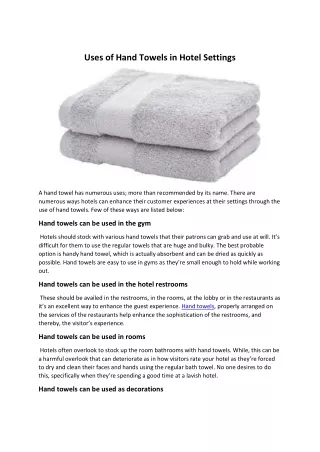 Uses of Hand Towels in Hotel Settings - Bulk Wholesale