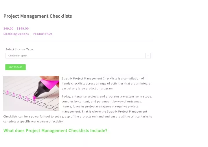 project management checklists