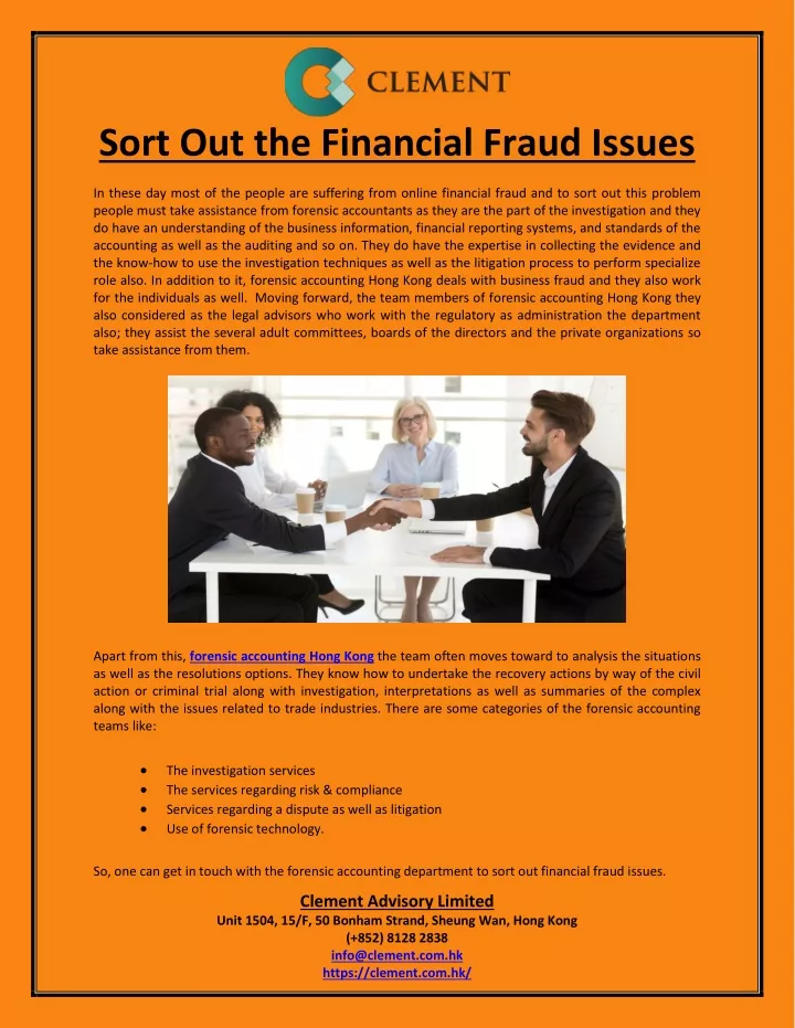 sort out the financial fraud issues