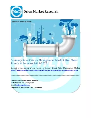 Germany Smart Water Management Market Size, Segmentation, Share, Forecast, Analysis, Industry Report to 2025