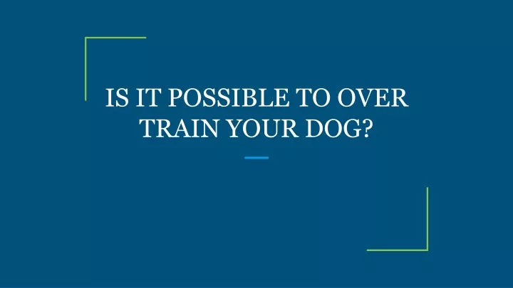 is it possible to over train your dog