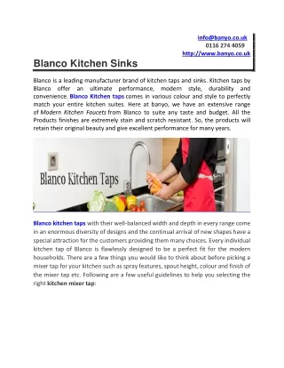 Get Blanco Kitchen Sinks in UK at affordable Price.