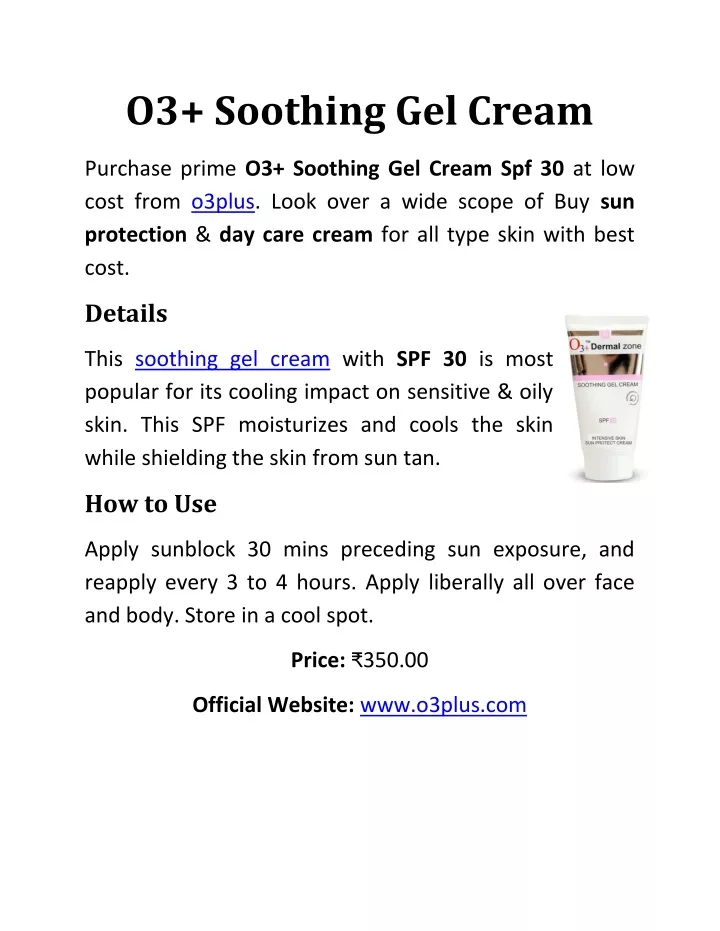 o3 soothing gel cream