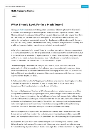 What Should Look For in a Math Tutor