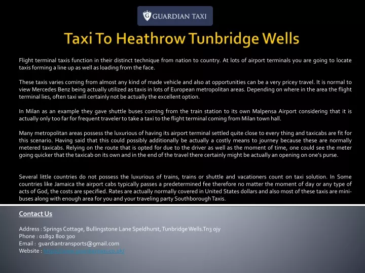 taxi to heathrow tunbridge wells