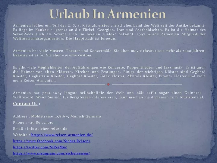 urlaub in armenien
