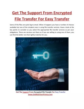 Get The Support From Encrypted File Transfer For Easy Transfer