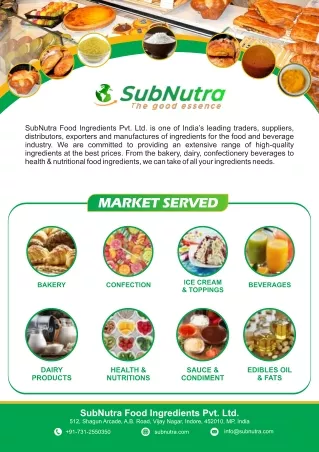 Food & Beverage Ingredient Exporters | Food Ingredient Suppliers India