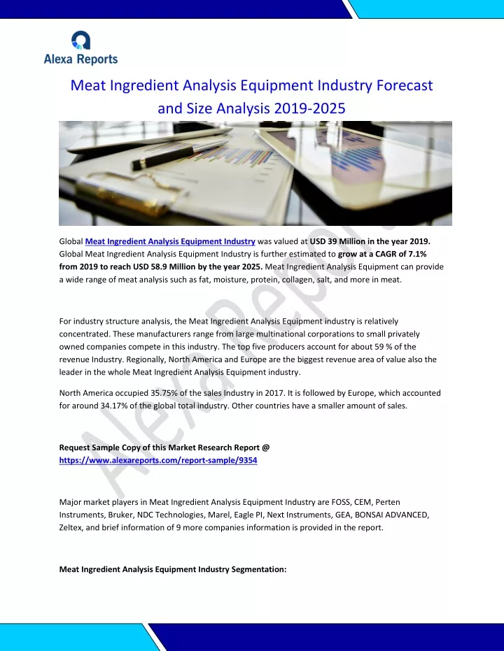 meat ingredient analysis equipment industry