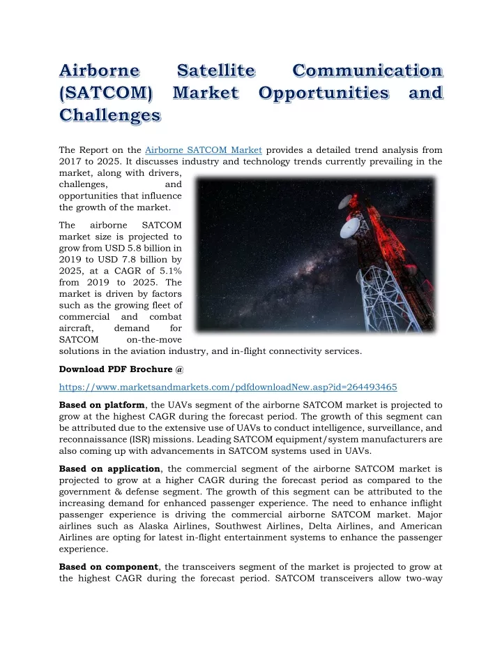 the report on the airborne satcom market provides