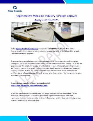 Regenerative Medicine Industry Forecast and Size Analysis 2018-2025